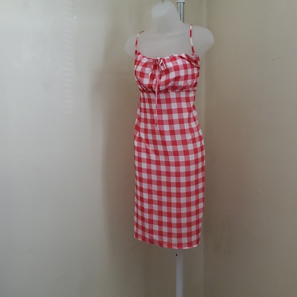 Plus  Gingham Tie Front  Mini Dress